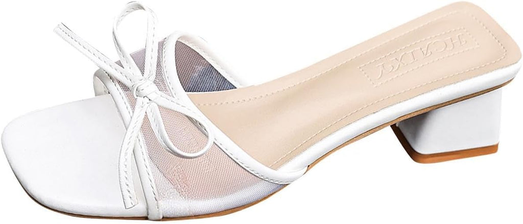 Women's Heeled Sandals With Buckle Opened Square Toe Comfortable Summer Chunky Block Flip Flop Heels Vacation Casual Dressy Shoes