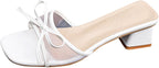 Women's Heeled Sandals With Buckle Opened Square Toe Comfortable Summer Chunky Block Flip Flop Heels Vacation Casual Dressy Shoes