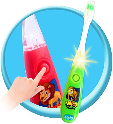 Children's Battery Powered Toothbrush with Flashing Timer - Pack of 3 (Wild Bunch - Boys)