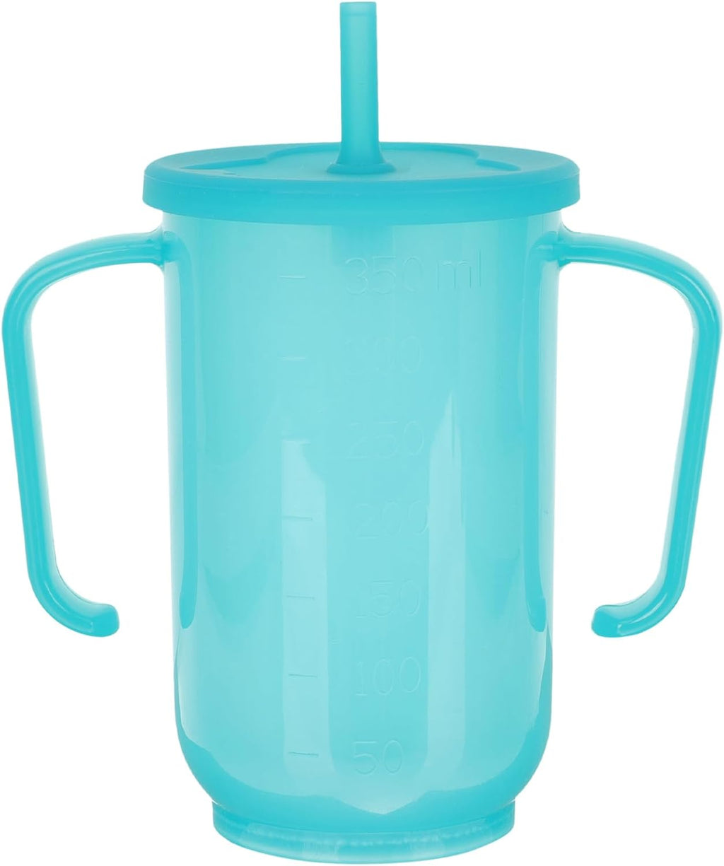 2pcs Adult Sippy Cups,Adult Sippy Cups for Elderly,2 Handles Straw Cups,No Spill Feeding Cup,Plastic Spill Proof Drinking Cups with Straw Lid,Liquid Feeding Elderly Disabled Hospital Patients
