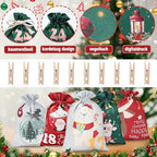 24 Pieces Christmas Burlap Gift Bags with Drawstrings Xmas goodie Bags Bulk for Winter Holiday Party Favor (Christmas Burlap Treat Bags 2025)