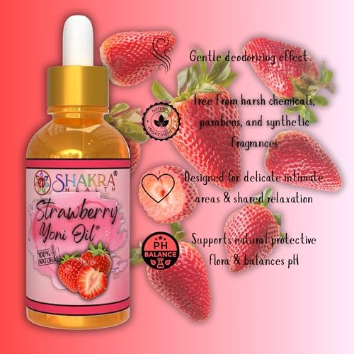 Yoni Oil Strawberry 30ml Body Massage Oil. Balance PH, Unisex Flavour, Smell, Freshen Skin, Hygiene, Scent, Taste & Moisturise *Organic Vegan*