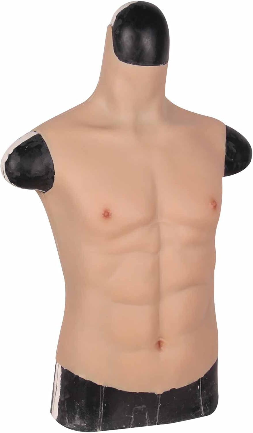 PROPFE Silicone Fake Muscle Chest Fake Muscle Male Chest High Collar Abdominal Muscle Stimulation Skin Shaper for Cosplay