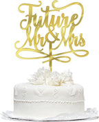 Future Mr and Mrs Cake Topper,Glitter Bridal Shower Cake Pick Decorations- for Wedding Engagement Theme Party Decoration,Bachelor Party Decorations Supplies (acrylic)