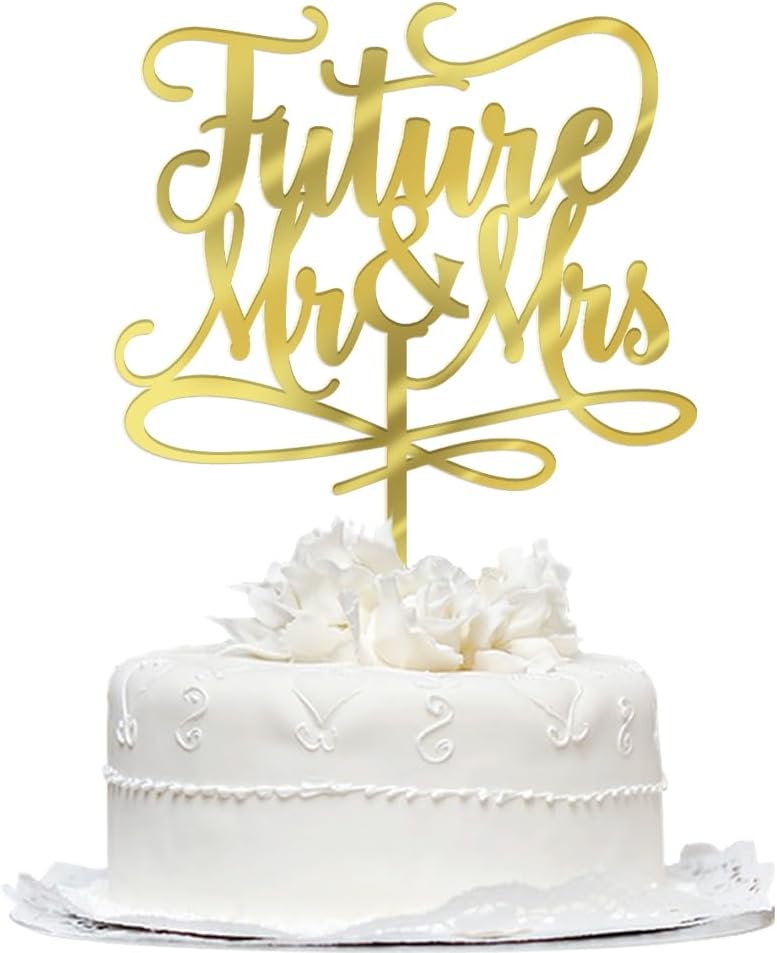 Future Mr and Mrs Cake Topper,Glitter Bridal Shower Cake Pick Decorations- for Wedding Engagement Theme Party Decoration,Bachelor Party Decorations Supplies (acrylic)