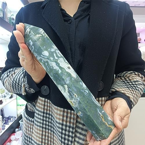 KatLin Natural Water Grass Agate Stone Column Crystal Energy Mineral Home Office Decor Craft Gifts Ore Reiki Spirit Healing Ornaments (Size : 850-900g)