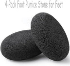 Natural Foot Pumice Stone for Feet, Borogo 4-Pack Lava Pedicure Tools Hard Skin Callus Remover for Feet and Hands Black