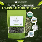 Biokoma Organic Lemon Balm Dried Leaves 50g 1.76oz Melissa Officinalis Loose Herb Calming Relaxing Sleep Digestive Support USDA Organic Herbal Tea Resealable Pouch Pure No Preservatives No GMO Kosher