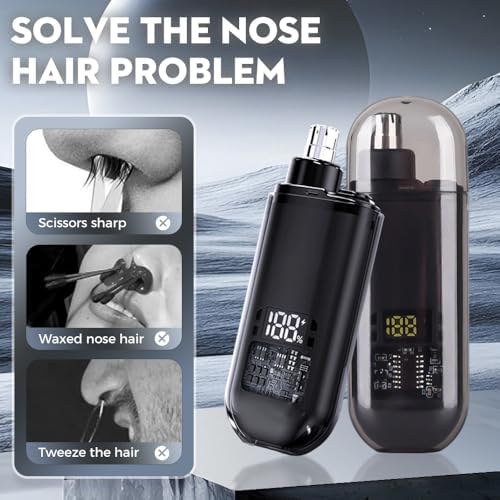 Smart Electric Nose Hair Trimmer for Men & Women, 2026 Upgraded Portable Nose and Ear Hair Trimmer Clippers with LED Digital Display for Travel (Orange)