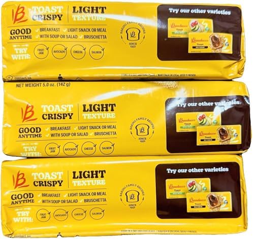 Bauducco Original Toast, Light Crispy Bread, 5 Oz Boxes, Breakfast Snack, 3 Pack