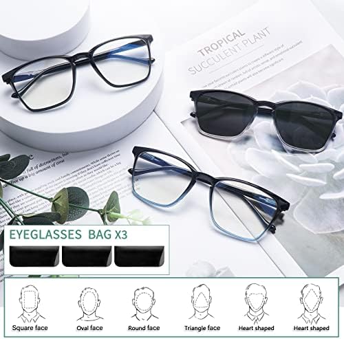 COJWIS 3 packs Progressive Multifocus Reading Glasses for Women Blue Light Blocking Reading Glasses Spring Hinge Readers