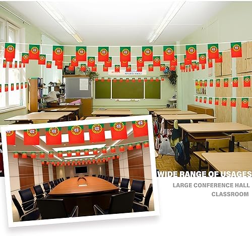 MVPRING Portugal String Flag Pennant Banner, Small Mini Portuguese Flags Bunting Banner, National Country Decoration for School, Party, Sports Events, 33 Feet 30 Flags