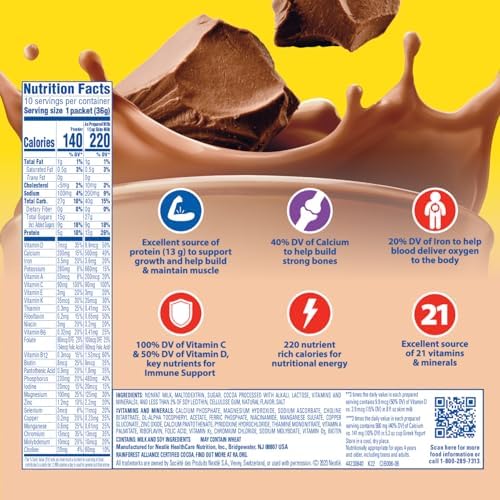 Carnation Breakfast Essentials Powder Drink Mix Rich Milk Chocolate, 10 Count Box of 1.26 Ounce Packets (Pack of 6)