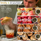 NOBLESIP® Whiskey Bourbon Smoker Kit 𝗣𝗥𝗘𝗠𝗜𝗨𝗠 Smoky bar Set. Made from American Oak Natural Wood. Easily Make The Legendary Smoked Cocktails and Old fashioneds at Home. Whisky Men Gift