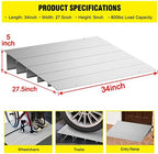 Door Threshold Ramp 5" Rise Door Ramp Aluminum Entry Ramp or Doorways Rated 800 lbs Load Capacity forWheelchair Scooters Power Chairs Walkers Metallic