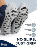 Pembrook Non Slip Crew Grip Socks Men & Women - 4 Pairs | Non Slip Socks for Elderly, Hospital, Pilates, Yoga, Barre, Home