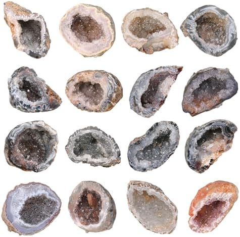 SUNYIK Natural Agate Druzy Geode Cluster Irregular Collectible Mineral Stone Specimen for Decor Figurine Feng Shui(0.1-0.3lb)
