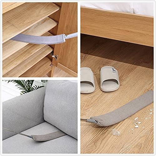 Retractable Gap Dust Cleaner, Cleaning Tool Under Appliance Or Sofa,Microfiber Hand Duster, Detachable and Washable Gap Cleaning Brush, Couch Cleaner, Including A Replacement Cloth Cover Gray