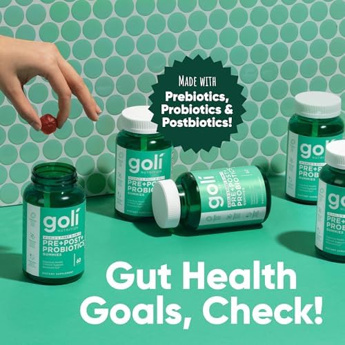 Goli Pre Pro Postbiotic Gummies - Worlds First 3-in-1 Formula with DE111 Probiotics, XOS Prebiotics, MCC1849 Postbiotics - Vegan, Non-GMO, Gluten-Free