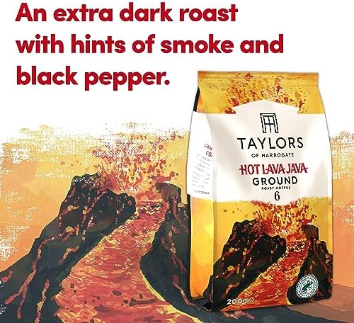 Taylors of Harrogate Hot Lava Java Ground Coffee, 200 g (Pack of 6 - Total 1.2kg)