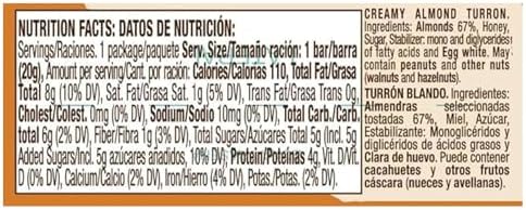 Creamy Almond Turron Nougats From Spain, Traditional Spanish Candy Individually Wrapped, 24 Turron Blando Bars By El Almendro, Dessert, Gluten Free Easter Candy Basket Stuffers For Adults