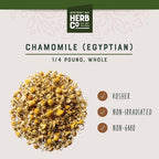 Egyptian Chamomile Whole Flowers, by Herb Co, Premium Matricaria Recutita, Mildly Scented with Apple-Like Flavor, 1/4 lb
