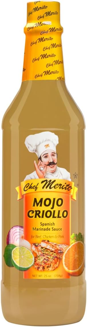 Chef Merito Mojo Criollo Marinade 25 oz | Cuban-Style Garlic & Citrus | No MSG | Perfect for Pork, Chicken & Seafood | Authentic Latin Flavor Since 1985