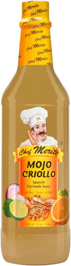 Chef Merito Mojo Criollo Marinade 25 oz | Cuban-Style Garlic & Citrus | No MSG | Perfect for Pork, Chicken & Seafood | Authentic Latin Flavor Since 1985