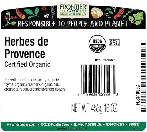 Frontier Herbes De Provence Certified Organic, 16 Ounce Bag