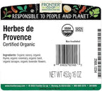 Frontier Herbes De Provence Certified Organic, 16 Ounce Bag