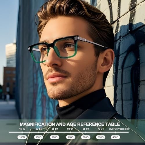 Reading Glasses for Men Women TR90 Frame Lightweight Blue Light Blocking Computer Readers with Metal Leg