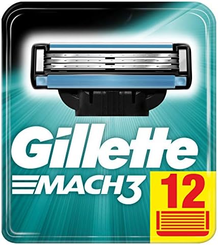 Gillette Mach3 Razor Blades, 12 Replacement Blades for Men's Wet Razors with Triple Blade