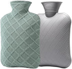 FORICOM Hot Water Bottle with Cover,Hot Water Bag for Pain Relief 2Liter,Heating Pad,Hand Warmer,Warming Bed.Classic.BPA Free,Close-Match(Green)