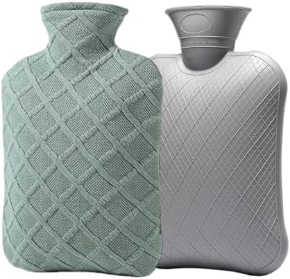 FORICOM Hot Water Bottle with Cover,Hot Water Bag for Pain Relief 2Liter,Heating Pad,Hand Warmer,Warming Bed.Classic.BPA Free,Close-Match(Green)