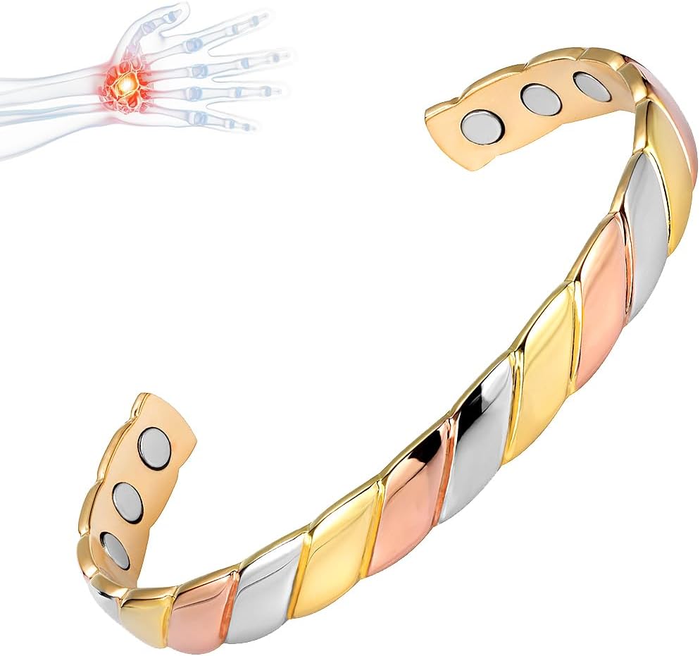 Vicmag Copper Bracelet for Women Men Magnetic Bracelet with Ultra Strength Magnets 100% Solid Pure Copper Gift (Tricolor)