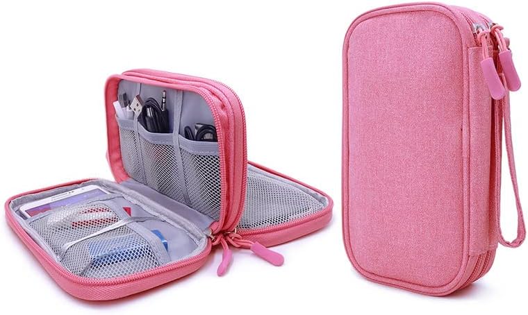 Diabetic Supplies Travel Case Organizer for Test Strips, Lancets, Needles, Lancing Device, Glucose Meter, Alcohol Wipes, Insulin Pens, Syringes, Diabetes Testing Kit Storage Bag (Pink)