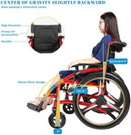 Lightweight Wheelchair for Adults, Ergonomic Sports Foldable Transport Wheelchair, Self-propelled Manual Wheel Chair with 24-inch Wheels and Comfortable Cushions