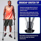 Ergobaum® 7TH Generation Prime by Ergoactives. 1 Pair (2 Units) of Ergonomic Forearm Crutches - Adult 5' - 6'6'' Adjustable (Green)