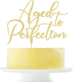 Gold flash Aged to Perfection Cake Topper, Happy Birthday, Engagement, Retirement Party Decorations Supplies