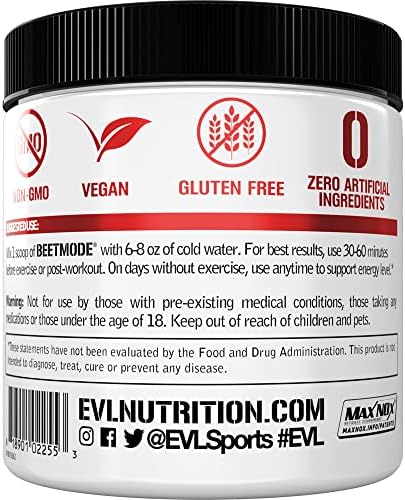 Evlution Nutrition BeetMode - Beet Root Powder - Nitric Oxide Booster - Black Cherry Flavor - Pre or Post-Workout Supplement for Enhanced Energy & Performance - Vegan & Gluten Free - 30 Servings