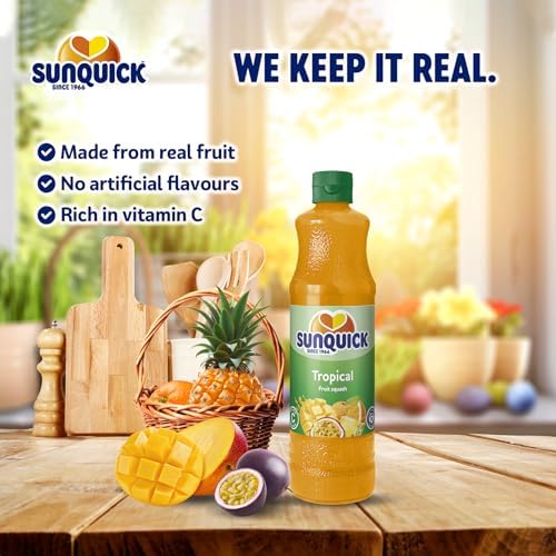Tropical Fruit Concentrate Juice (Pack Of 1 x 700ml Bottle) Real fruit juice with no added artificial flavors, colors or sweeteners SUNQUICK - JUICE