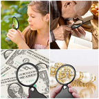 2PCS Upgrade Small Magnifying Glasses for Kids/Senior, Pocket Magnifier for Reading/Close Work, Mini Folding Magnifying Magnify Glass with Protective Sheath, Ideal for Repairing/Hobby/Coins, 1.96"