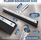 DSV Standard Garage Floor Squeegee 18’’, Neoprene Blade Asphalt Squeegee, Taper Pole Connection - Handle Sold Separately for Tiles, Concrete and Asphalt