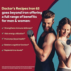 Doctor's Recipes Iron Supplement 65 mg with Vitamin C - Maximized Absorption & Stomach Friendly Iron Pills for Red Blood Cells Formation, Heart, Brain & Immunity Health - Vegan Non-GMO 60 Iron Tablets