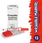 Crayola Washable Markers for Kids - Red (12ct), Bulk Broad Line Markers for School, Classroom Essentials, Teacher Classroom Must Haves for Elementary School
