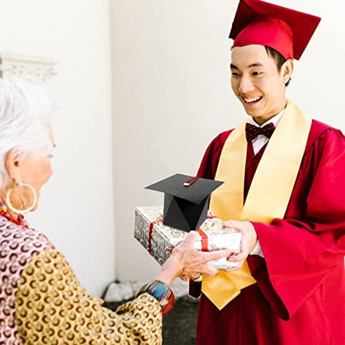 PRETYZOOM Graduation Cap Boxes 50Pcs Doctoral Hat Candy Treat Boxes for Graduation Party Favor Sweet Biscuit Containers 3.54X3.54X2.36 Inch