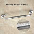 16 Inch Anti Slip Shower Grab Bar, YuanDe Chrome Finish Stainless Steel Bath Grab Bar, Knurled Bathroom Safety Rail, Shower Handrail Support, Handicap Elderly Injury Senior Balance Assist Handles