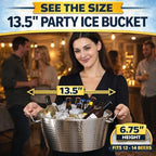BREKX Hammered Stainless-Steel Beverage Tub, Double-Walled Insulated Anchored Drink Tub & Ice Bucket with Double Hinged Handles, Drink Chiller for Parties, 12 Quarts