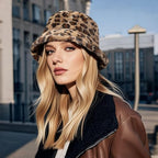 DOCILA Winter Fuzzy Bucket Hat for Women Men Fashion Print Plush Furry Faux Fur Fisherman Hats Warm Cold Weather Bucket Caps
