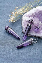 CrystalTears 3.2" Amethyst Crystal Wand Reiki Healing Crystals Point Prism Gemstone Wand Tumbled Poished Quartz Crystal Healing Stones for Meditation Wicca Crystals Therapy